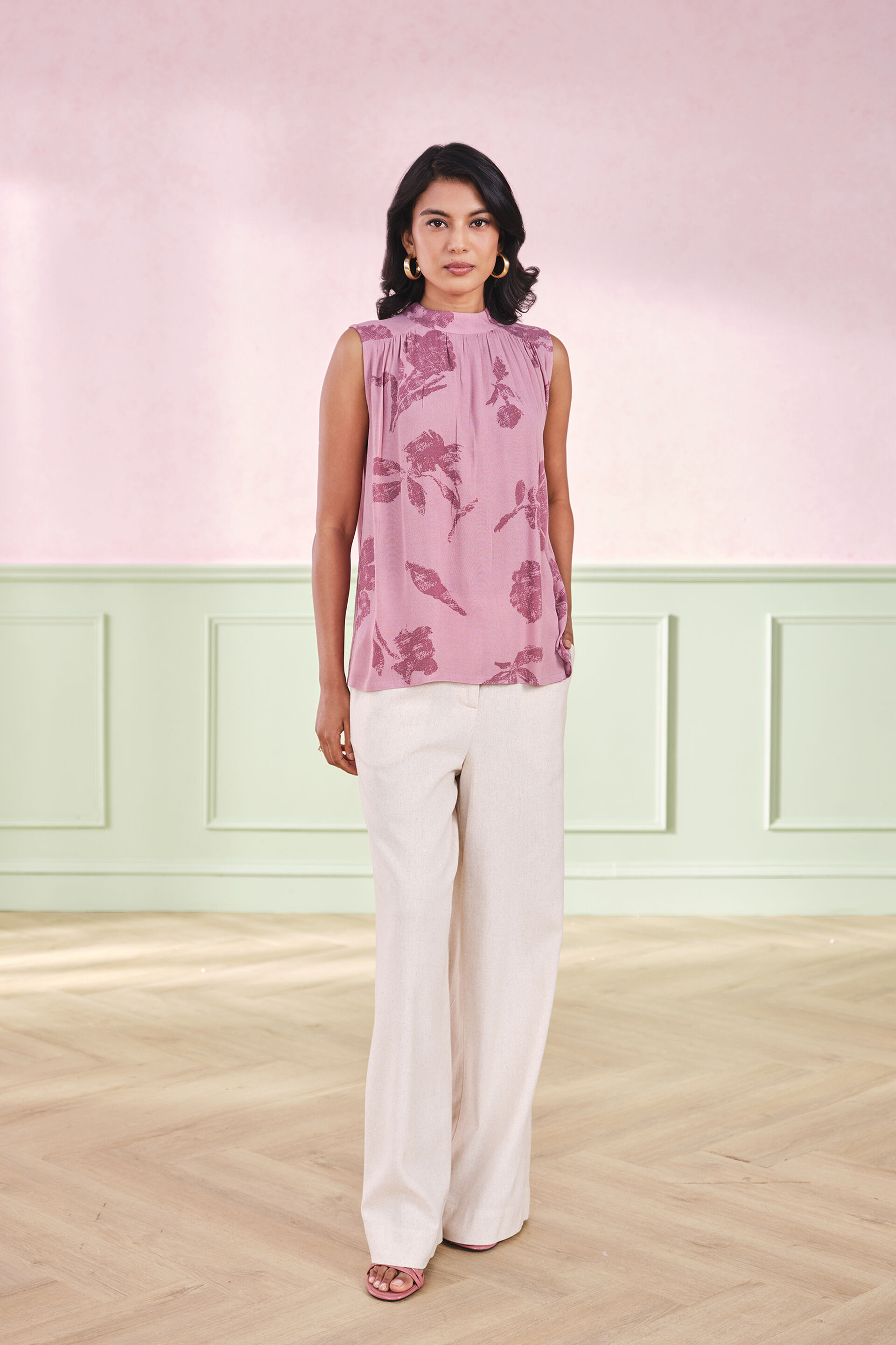 Peony Perfection Viscose Top, Pink, image 3